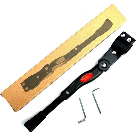 Cavalletto laterale per bicicletta in alluminio regolabile in altezza con base in gomma antiscivolo, per biciclette da 24 a 27 pollici, nero, confezione da 2. (1/5)