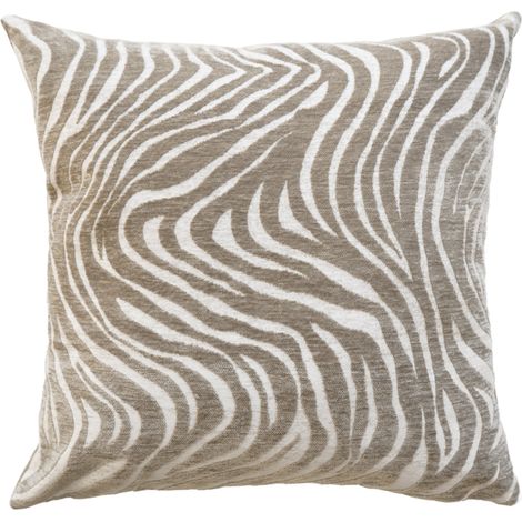 Coussin décoratif carré en velours jacquard à motif zébré Blanc 40x40 cm (1/2)