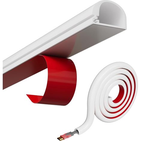 Mini goulotte auto-adhésive - Blanc - Anti-cernes de fil mural sans perçage pour câbles TV simples et d'alimentation (1 m) (1/5)