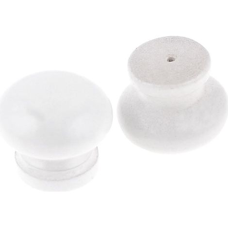 Weiße Holzgriffe für Schubladen, 2,8 cm (1,1 Zoll) Durchmesser, rund, für Kommoden und Schränke (2er-Set). (1/3)
