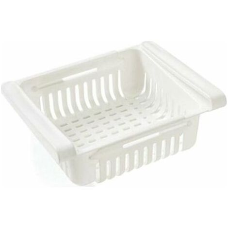 QAZQA Accessoire de rangement pour cuisine Réfrigérateur Tiroir Organisateur Tiroir Réfrigérateur Porte-Étagère Boîte De Rangement Réfrigérateur Cloison Couche Accueil Organisateur (1PC Blanc) (1/5)