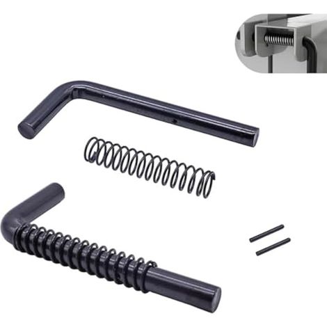 Lot de 2 loquets de réparation de loquet de porte de remorque, goupille en L de 6,3 x 15,5 cm + ressort de 7,4 x 1,8 cm + goupille rouleau de 3 cm, accessoires de modification tandem de rail (1/5)