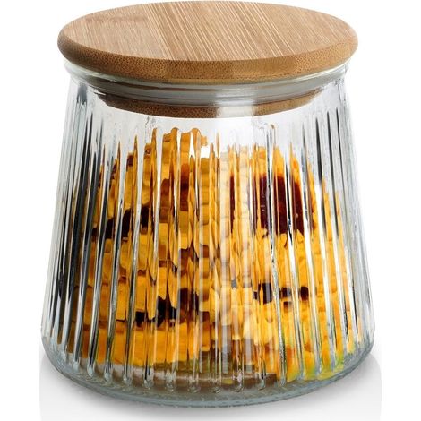 Glasbehälter für lose Produkte mit Bambusdeckel und -verschluss, 600 ml (1/5)