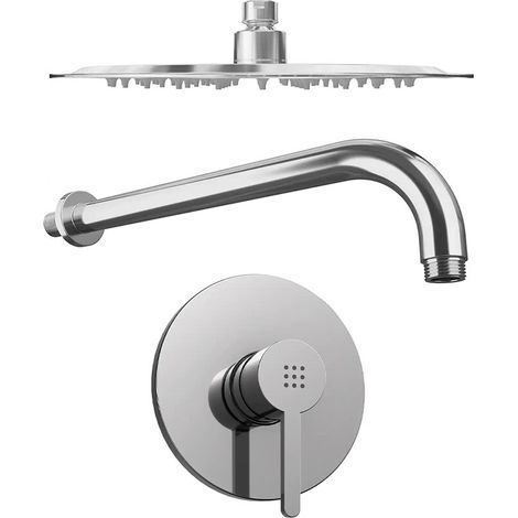 Set doccia cromato Miscelatore incasso Virna con braccio e soffione slim 20 cm