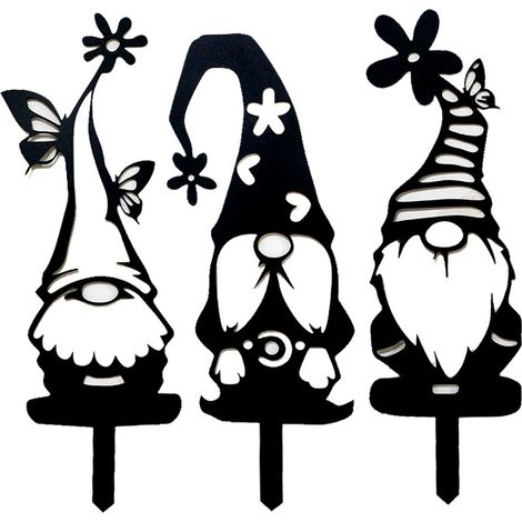 Decorazione da giardino in metallo a forma di gnomo (3 pezzi): grandi pali decorativi per esterni, divertenti statuette in acciaio a forma di gnomo, adatte per decorazioni da giardino, patio, prato, p