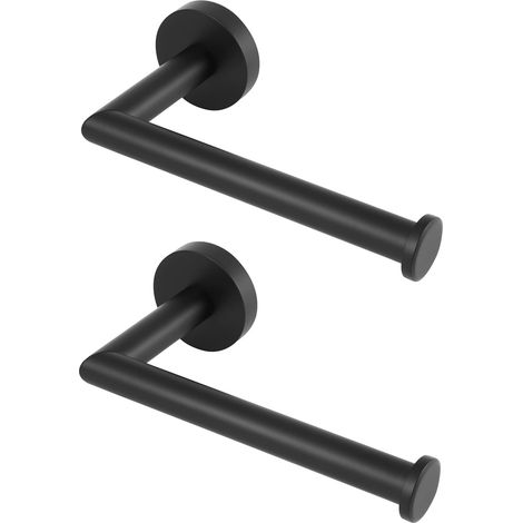 Porte Rouleau Papier Toilette Noir, Support Papier Toilette Mural pour Salle de Bain, Acier Inoxydable 304, Derouleur Papier Toilette WC (Noir Mat)-2 pièces (1/5)