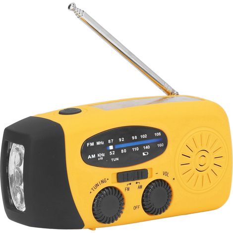 Radio solaire à manivelle multifonctionnelle d'urgence avec lampe torche LED intégrée pour le camping et les activités de plein air - Orange Europe (1/5)