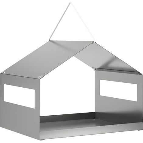 Hängendes Vogelfutterhaus Verzinkter Stahl Silber vidaXL (1/5)