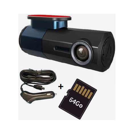 DASHCAM + CABLE ALLUME CIGARE + CARTE SD 64GO