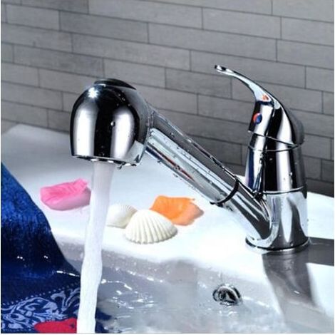 Mitigeur d'évier de cuisine avec bec orientable à 180°extractible Chromé (1/4)