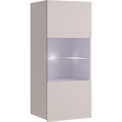Armario de pared Remus I, Cachemira, 117x45cm, Número de puertas: 132cm, Aglomerado laminado, Vidrio templado, LED