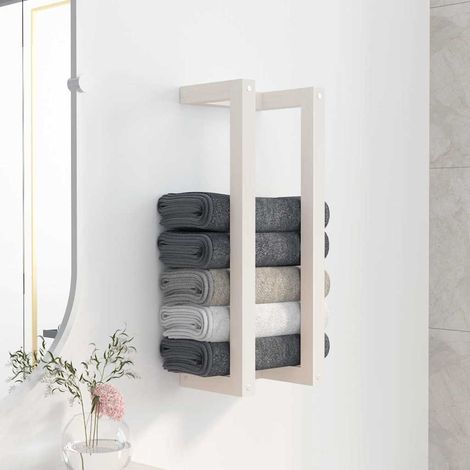 Porte-serviette Blanc 23x18x60 cm Bois de pin massif (1/5)