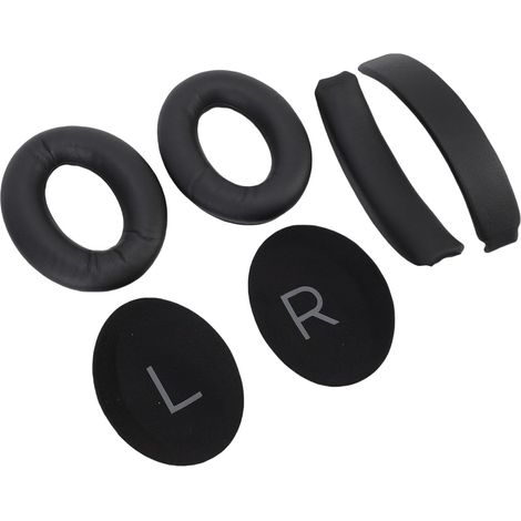 1 Paire de Coussinets de Rechange pour QC45 SC SE, Coussinets d'oreille De Rechange pour Casque Isolation Phonique Casque sans Fil en Cuir Protéiné Éponge Coussin pour Arceau (Black) (1/5)