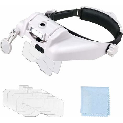 Loupe frontale Tigrezy avec 3 lumières LED - 5 lentilles détachables de 1,0X à 3,5X - Lentille secondaire 8X - Bandeau réglable pour la couture et les réparations (1/5)