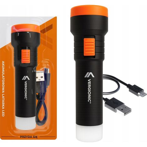 Lampe torche LED Vergionic avec batterie Li-ion 300 mAh miniUSB et 2 LED (1/5)