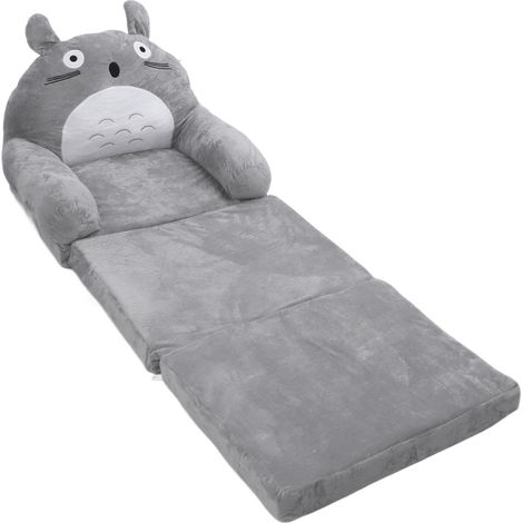 Canapé-lit pliable pour enfants, doux et respirant, motif animaux de dessin animé, avec accoudoirs, pour salon et chambre à coucher, gris et blanc, 3 couches (1/5)