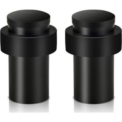 CSPARKV Lot de 2 butées de porte robustes en acier inoxydable pour plinthes, butées de porte modernes en caoutchouc noir avec amortisseur sonore (1/5)