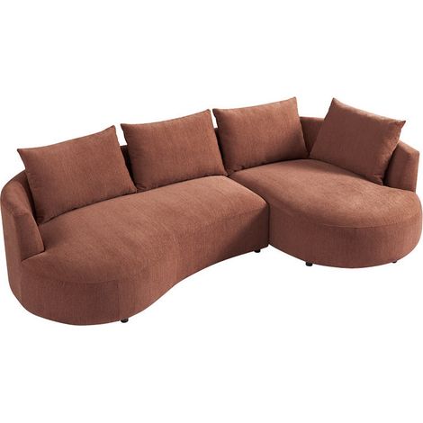 Divano in Velluto testurizzato Terracotta - Angolo a destra - LOUSADO