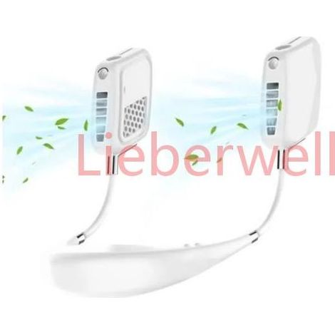 5000mAh Mini Rechargeable USB Neck Fan, Portable Bladeless 360° Adjustable Neck Fan with 3 Speeds, White, for Indoor and Outdoor Activities (1/4)