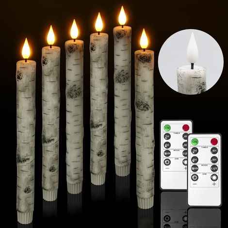 Lot de 6 Bougie LED Cire Véritable Aspect Bouleau Télécommande Minuterie Décoration Intérieur (1/5)