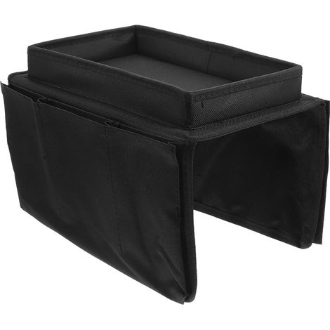 Organisateur D'accoudoir de Canapé Noir, Pochette de Rangement Suspendue Multifonction pour Télécommande, Téléphone et Accessoires, Grosse Capacité, Matériau Résistant, Rangement (1/5)
