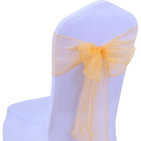 25pc Rubans en Organza Housse de Chaise nœuds Rubans nœuds de Mariage décoration de Ceremonie Fête événement Anniversaire 17 x 275cm 22 Colours(Non inclure Les Housses de Chaise)-Or (1/4)