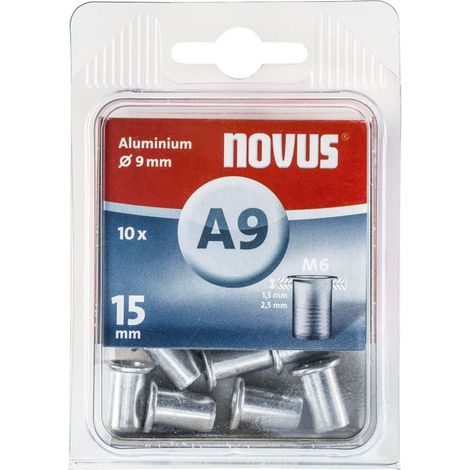 Novus Blindnietmutter A9 M6 6 x 15 mm Aluminium 10 Stück