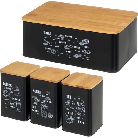 Ensemble de Boites pour la cuisine noir et bois (1/5)