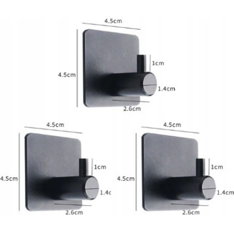Set di 3 appendiabiti in metallo nero per asciugamani da bagno. (1/5)