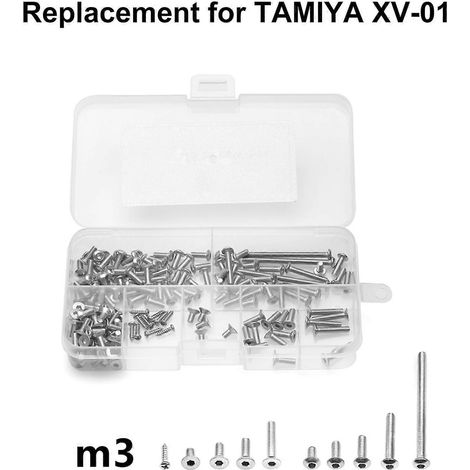 163-teiliges Schraubenset aus Edelstahl, M3-Schrauben, Ersatz für TAMIYA XV-01 1/10 ferngesteuertes Auto