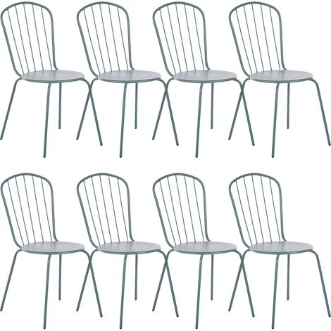 Set of 8 Chairs CALVI Metal Light Blue
