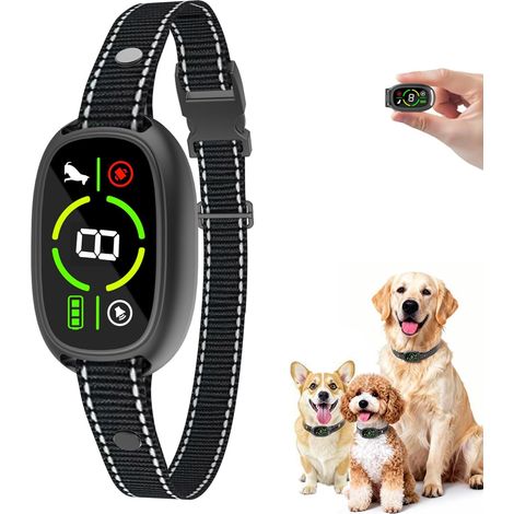 Collier Anti-Aboiement Chien Rechargeable, Détection Intelligente, Étanche IP67 pour Petit Moyen Grand Chiens, 3 Modes, 8 Niveaux de Sensibilité (Noir) (1/5)