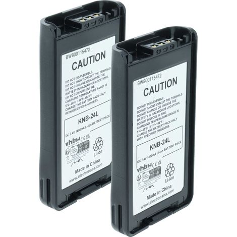vhbw 2x Batterie compatible avec Kenwood TK-3168, TK-3148, TK-3160M, TK-3160E, TK-3140E, TK-3160 radio talkie-walkie (1400mAh, 7,4V, Li-ion)
