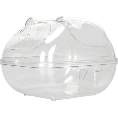 Bac de bain transparent pour hamster, grand espace, étanche, en forme de dessin animé, pour hamsters et gerbilles (14,5 x 10 x 10 cm). (1/5)