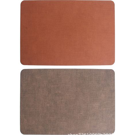 Set de table en similicuir, imperméable, lavable, facile à nettoyer, résistant à la chaleur, set de table en vinyle pour table à manger, intérieur, marron, double face (1/5)