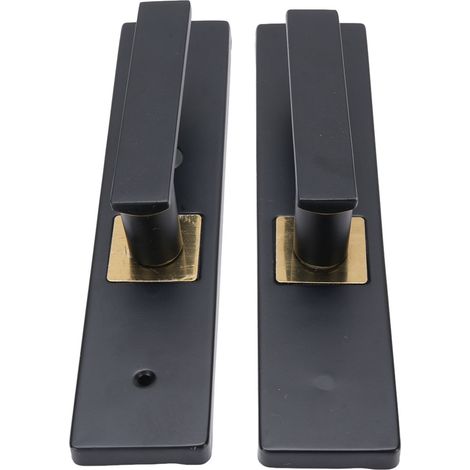 Levier de porte d'entrée à clé en alliage d'aluminium, haute sécurité, robuste, silencieux, noir, avec serrure et clé, pour salle de bain et chambre à coucher