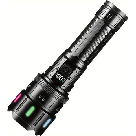 Nuova torcia da esterno resistente, potente e super luminosa, ricaricabile, portatile e con zoom a lungo raggio. (1/4)