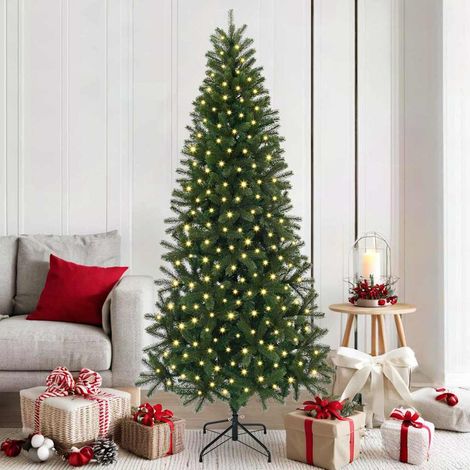 Künstlicher Weihnachtsbaum mit 300 LEDs Grün 180 cm PE und PVC