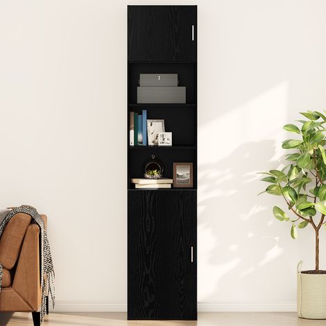 Wandschrank Wandmontiert Schwarz Eichen-Optik 50 x 42,5 x 40 cm