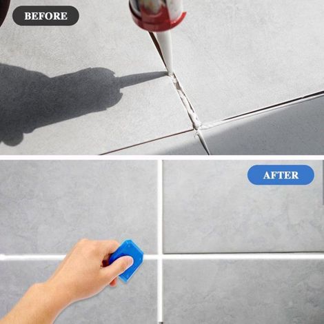 Kit joints silicone 10 pièces - Outil réutilisable pour carrelage - Coupe-joint et grattoir - Étanchéité cuisine et sols - Bleu (1/4)