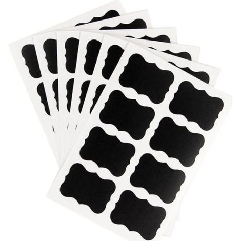 Juego de 40 etiquetas adhesivas de pizarra, etiquetas de vidrio impermeables, autoadhesivas para frascos de conservas, botellas de vidrio, despensas y cuartos de manualidades (4,9 cm de largo x 3,4 cm