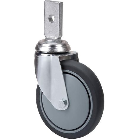 rueda giratora espiga plana 32bm100cp-pgaisb goma gris eje bolas