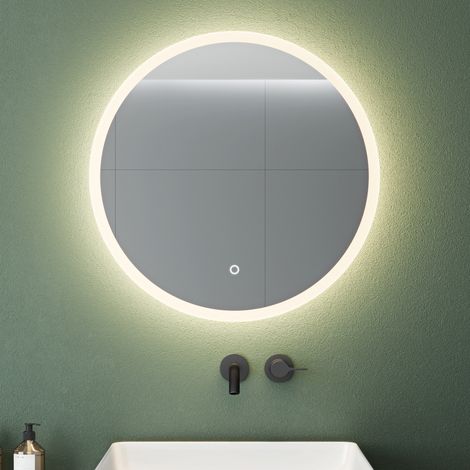 Mai & Mai Miroir de Salle de Bain avec Éclairage LED Glace Suspendu Miroir Rond Diamètre de 60 cm Anti-Buée LS 05 (1/5)