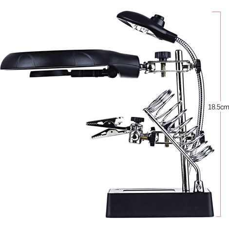 Lampe de bureau multifonctionnelle à éclairage LED à 3 niveaux, miroir grossissant pour soudage, prise standard européenne 100-250 V (1/2)