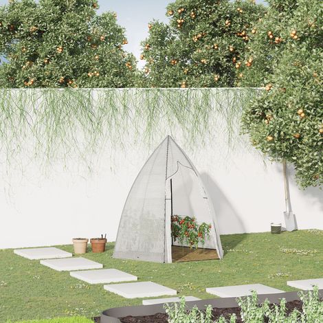 Mini tente pour hivernale plantes avec porte roulante balcon de jardin protection hivernale blanche 160 x 140 x 180 cm