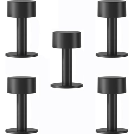 Butées Porte Adhesive Butoir Arrêts Door Stoppers Avec Antichoc 5pcs 80mm Acier Inoxydable Caoutchouc Noir (1/5)