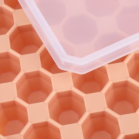 Moule à glaçons en silicone à 40 compartiments avec couvercle amovible, accessoire de cuisine, orange. (1/5)