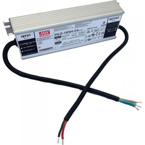 MW MEAN WELL HLG-185H-24 Alimentatore Led Driver CC CV 185W 24V 7,8A IP67 Input 220V 110V