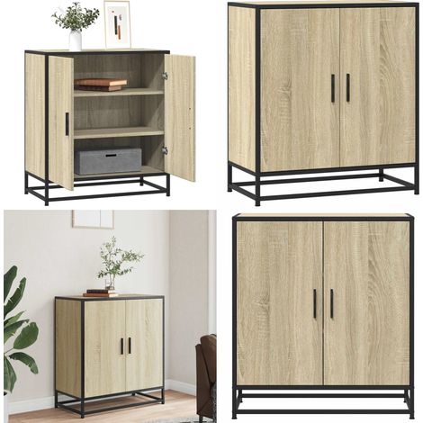 Aparador madera ingeniería y metal roble Sonoma 68x35x76 cm - Aparador de madera - Aparador de roble