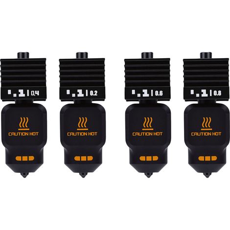 4 pièces de remplacement de hotend pour imprimante 3D Bambu Lab P2S H2D H2S H2C, jeu de hotends 0,2 0,4 0,6 0,8 mm avec manchon en silicone (1/5)